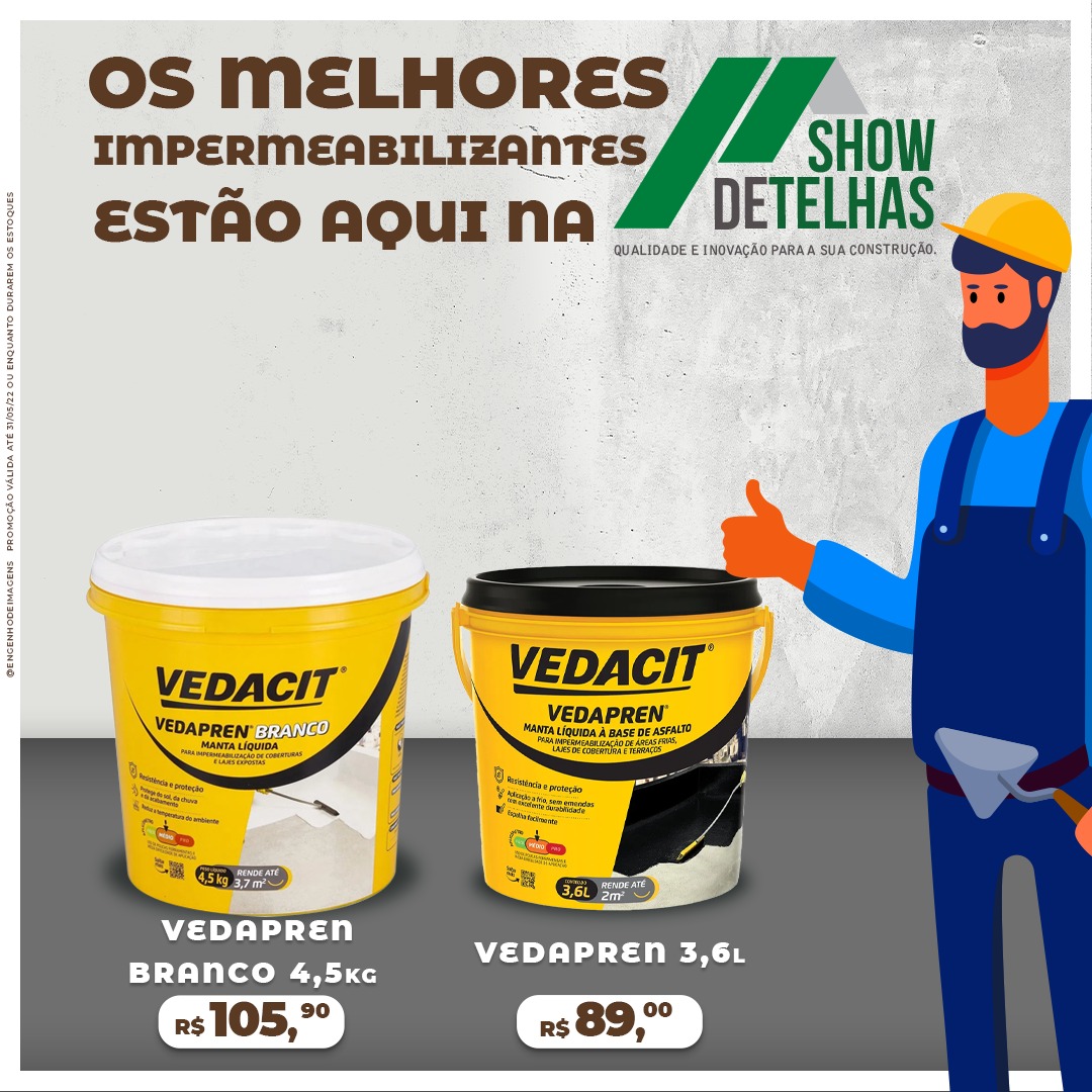 Os IMPERMEABILIZANTES que você procura estão na SHOW DE TELHAS! 