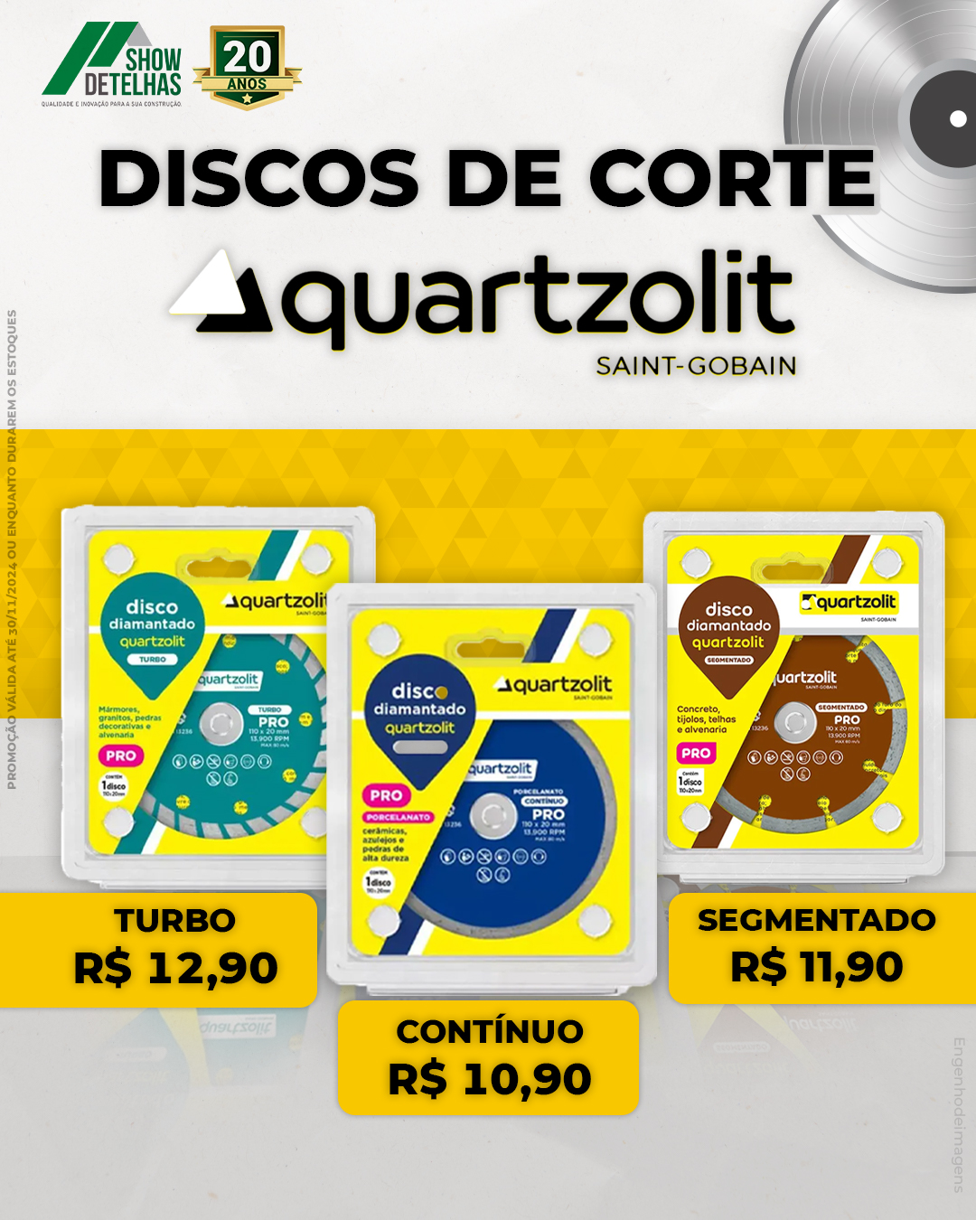 PROMOÇÃO IMPERDÍVEL EM DISCOS DE CORTE QUARTZOLIT! PROMOÇÃO IMPERDÍVEL EM DISCOS DE CORTE QUARTZOLIT!