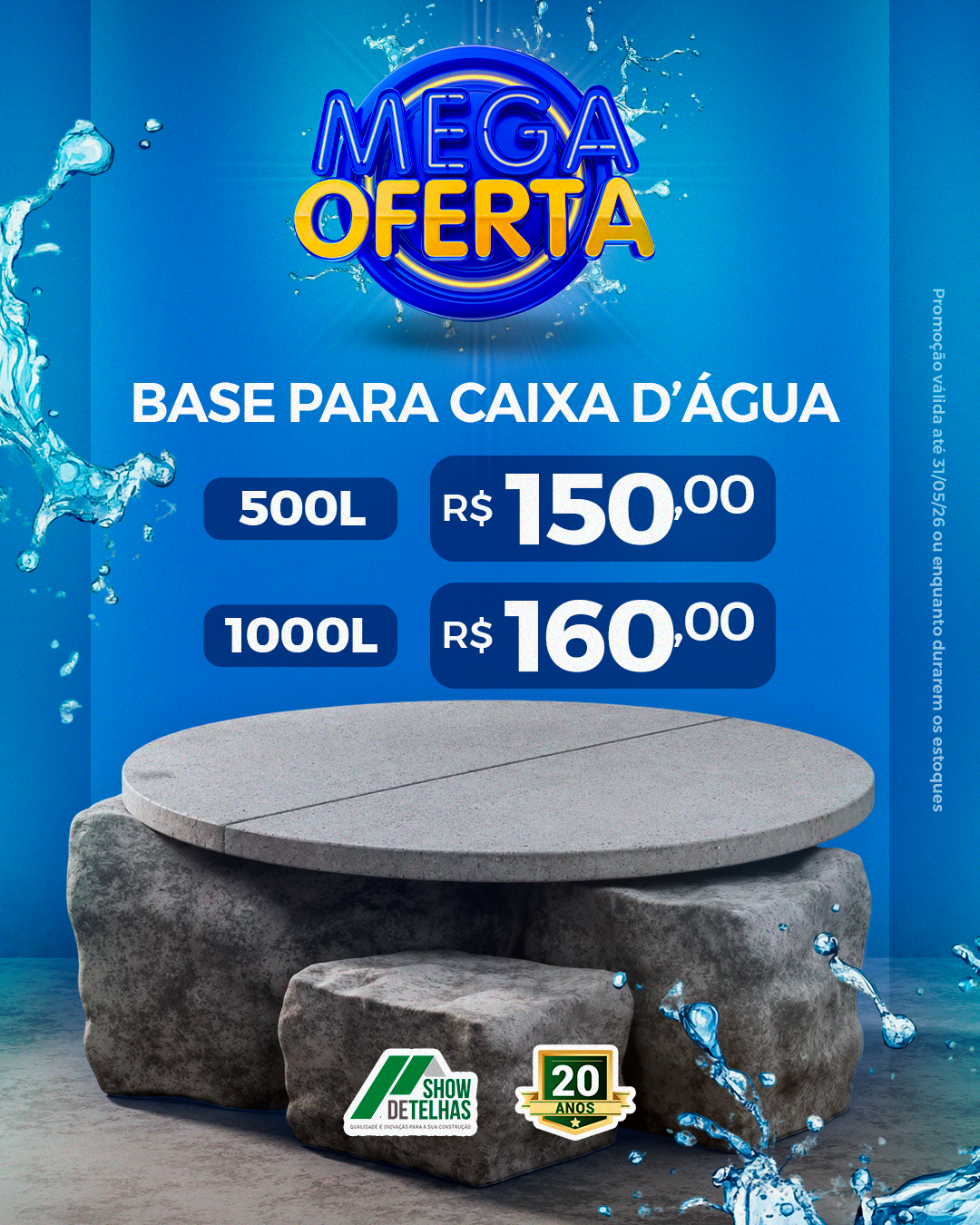 Base segura para a sua caixa d'água com preço especial!