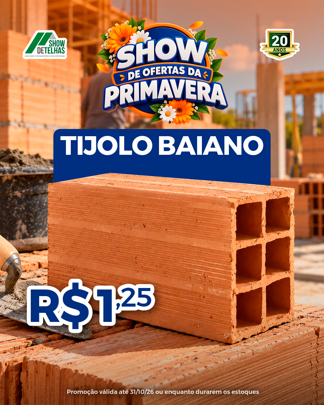 Tijolo baiano por R$ 1,25 avance na sua construção e escolha praticidade para a etapa de alvenaria.